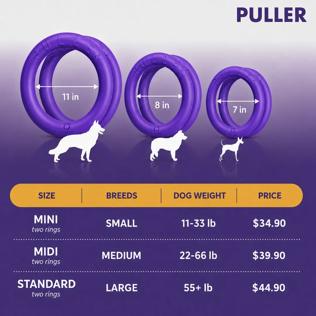 PULLER sizes — MINI, MIDI, STANDARD with prices